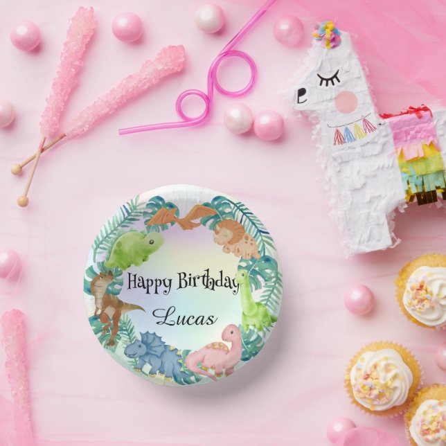 Cute dinosaur jungle School kids Birthday party  Paper Bowls (Party)