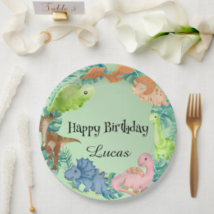 Cute dinosaur jungle School kids Birthday party  Paper Plates