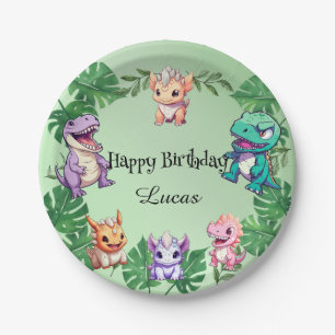 Cute dinosaur jungle School kids Birthday party  Paper Plates