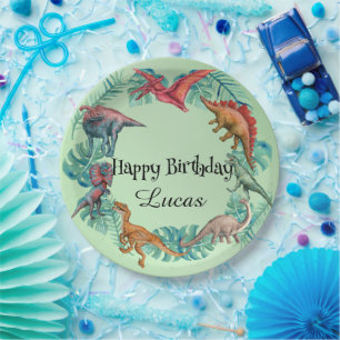Cute dinosaur jungle School kids Birthday party Paper Plates