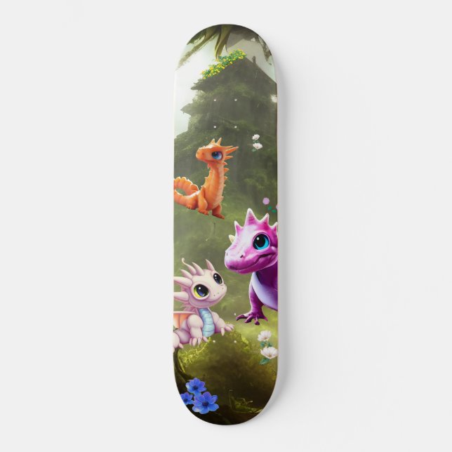 Cute Dinosaur jungle skateboard (Front)