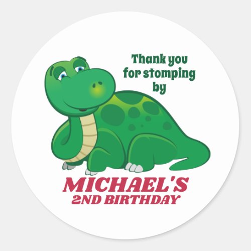 Cute Dinosaur Jurassic Kids Birthday Party Classic Round Sticker