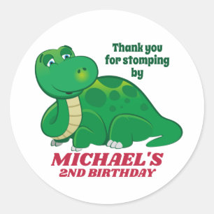 Cute Dinosaur Jurassic Kids Birthday Party Classic Round Sticker