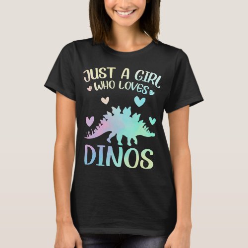Cute Dinosaur Just A Girl Who Loves Dinos T_Shirt