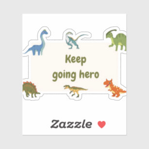 Cute dinosaur keep going hero kids costume sticker