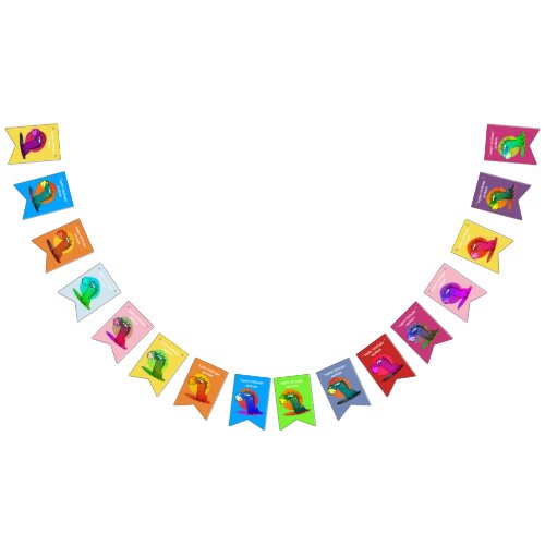 cute dinosaur kid funny cartoon bunting flags