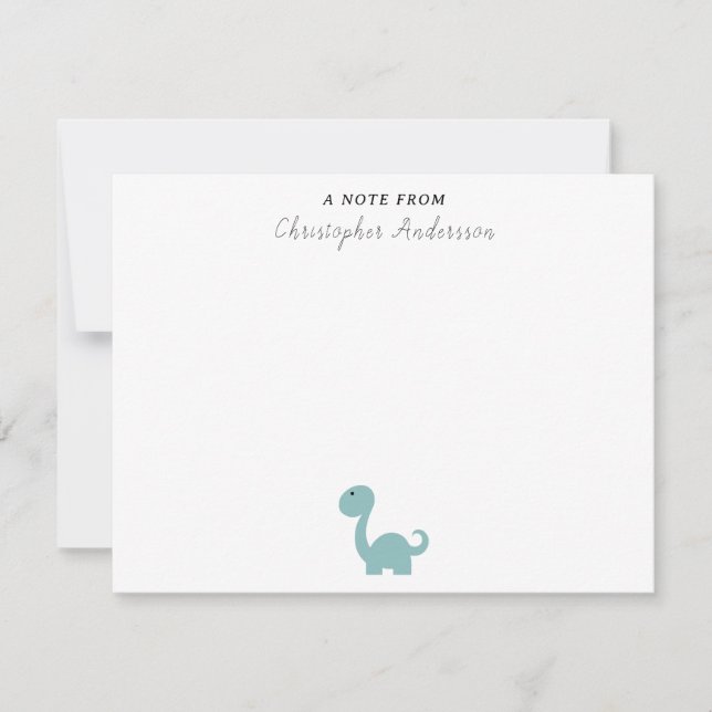 Cute Dinosaur Kid's A Note From Note Card (Front)