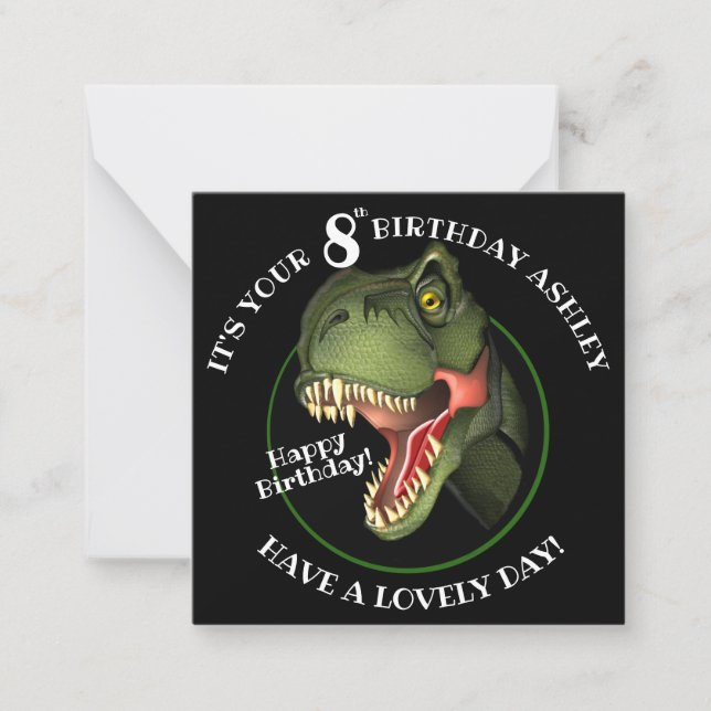 Cute Dinosaur Kid's Age Birthday Note Card (Front)