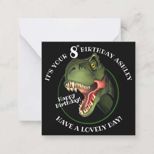 Cute Dinosaur Kids Age Birthday Note Card