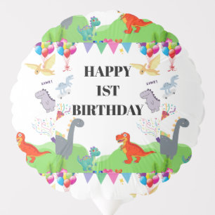Cute Dinosaur Kids Birthday Invitation  Balloon