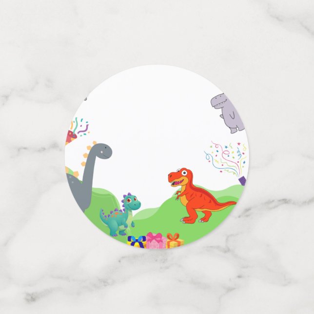 Cute Dinosaur Kids Birthday Invitation  Confetti (Small Front)