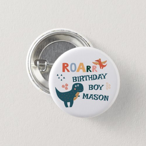 Cute Dinosaur Kids Birthday Party  Button