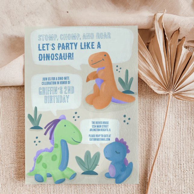 Cute Dinosaur Kids Birthday Party Invitation (Creator Uploaded)