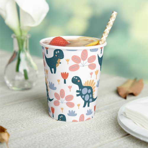 Cute Dinosaur Kids Birthday Party Paper Cups