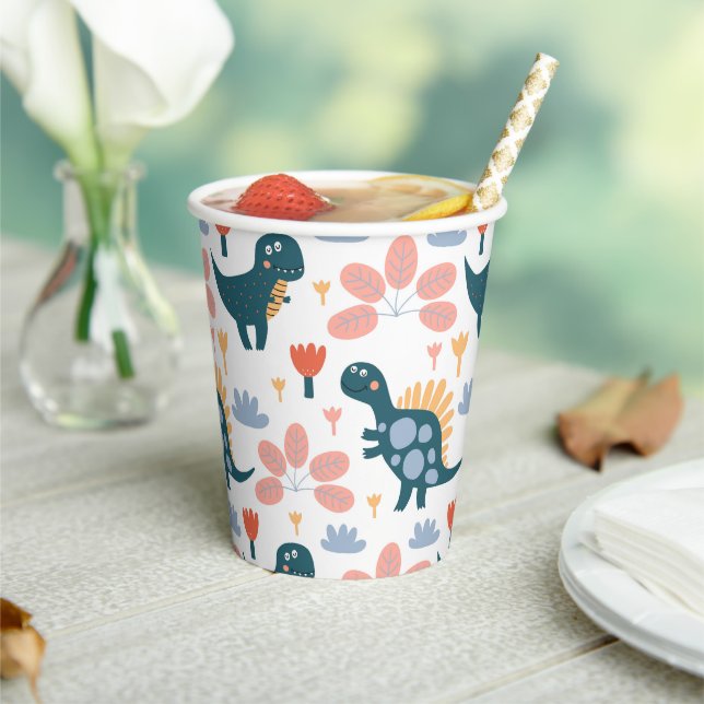 Cute Dinosaur Kids Birthday Party Paper Cups (Insitu)