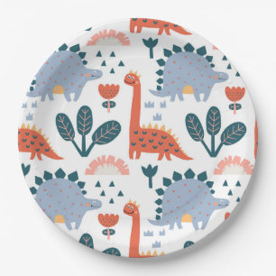Cute Dinosaur Kids Birthday Party Paper Plates