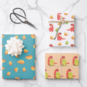 Cute Dinosaur Kids Birthday Party Wrapping Paper Sheets