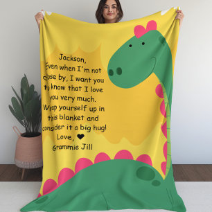 Cute Dinosaur Kids Blanket with Custom Message