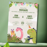Cute Dinosaur Kids Double Birthday Celebration  Invitation<br><div class="desc">Get ready to roar with excitement with our adorable Cute Dinosaur Kids Double Birthday Celebration Invitation! Perfect for two little explorers who are celebrating their birthdays together, this invitation will transport your guests to a prehistoric party full of fun and adventure. Featuring charming and colorful dinosaur illustrations, our invitation sets...</div>