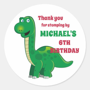 Cute Dinosaur Kids Jurassic Birthday Party Classic Round Sticker