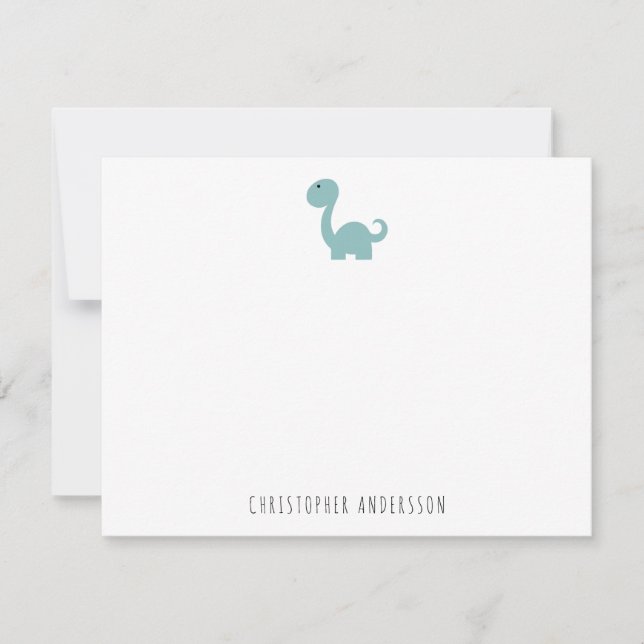 Cute Dinosaur Kid's Personalized  Note Card (Front)
