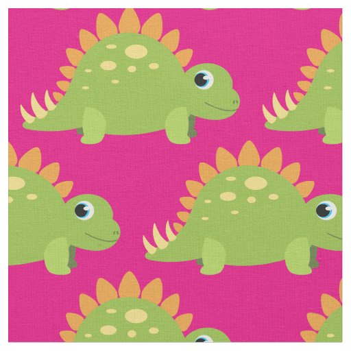 Cute Dinosaur Kids Stegosaurus Cartoon Fabric