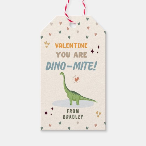 Cute Dinosaur Kids Valentines Day Friend Gift Tags