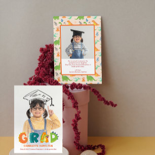 Cute Dinosaur Kindergarten Graduation Announcement