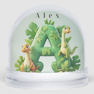 🦖 Cute Dinosaur Letter A Jungle Kids Learning Pla Snow Globe