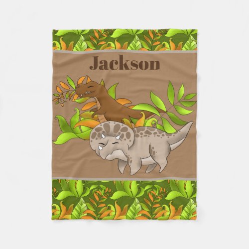 Cute Dinosaur lovers add name baby Fleece Blanket