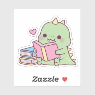 Cute Dinosaur Loves Reading Books Sticker