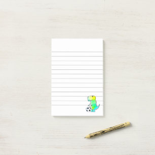 Cute Dinosaur Loves Soccer Watercolor Lined Post-it Notes