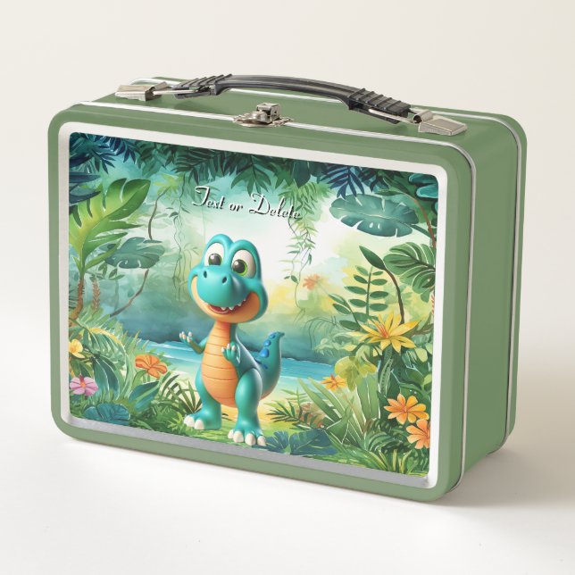 Cute Dinosaur Metal Lunch Box (Front)