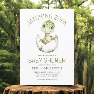 Cute Dinosaur Modern Hatching Soon Baby Shower Invitation