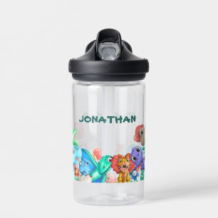 Cute Dinosaur Monogram name  Water Bottle