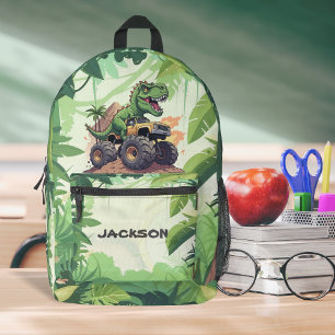 Cute Dinosaur Monster Truck Kids Custom Printed Backpack