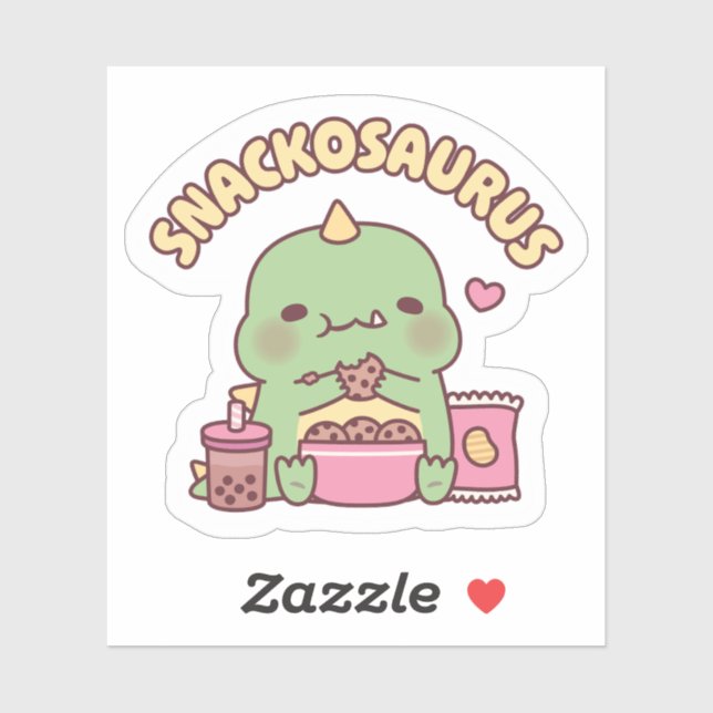 Cute Dinosaur Munching Cookies Snackosaurus Funny Sticker (Sheet)