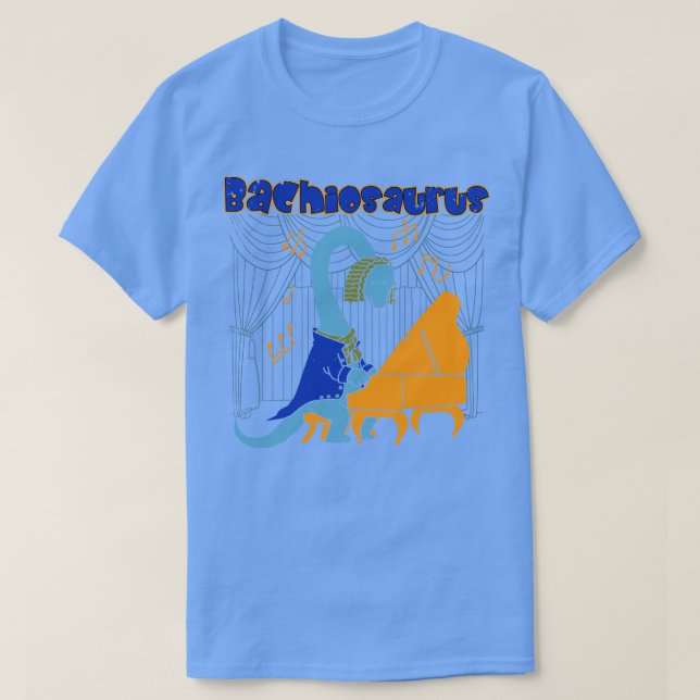 Cute Dinosaur Musician Composer Bach Brachiosaurus T-Shirt (Design Front)