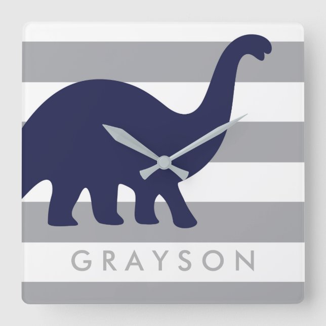 Cute Dinosaur Nursery Wall Clock - Dinosaur Baby (Front)