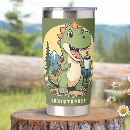 Cute Dinosaur Outdoors Personalized Camping Insulated Tumbler