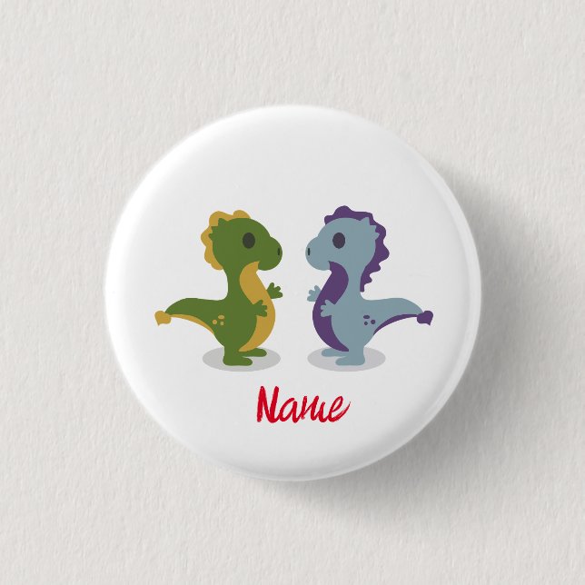 Cute Dinosaur Pair Thunder_Cove  Button (Front)