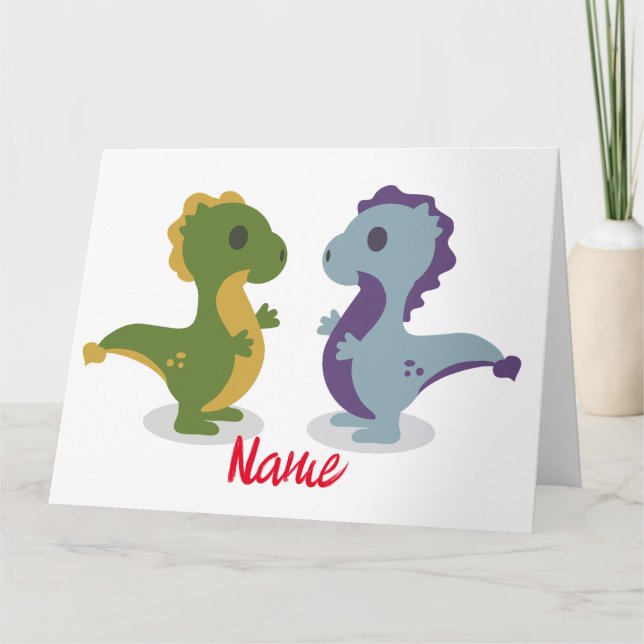 Cute Dinosaur Pair Thunder_Cove  Card (Front)