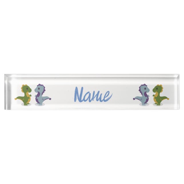 Cute Dinosaur Pair Thunder_Cove Desk Name Plate (Front)