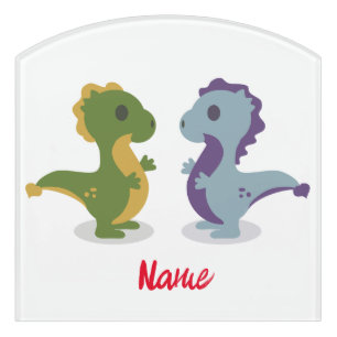 Cute Dinosaur Pair Thunder_Cove Door Sign