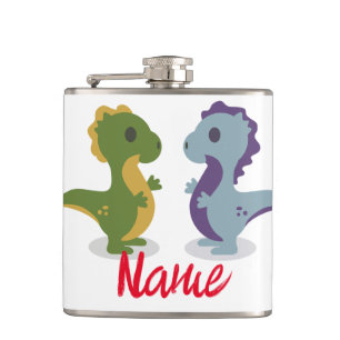 Cute Dinosaur Pair Thunder_Cove Flask