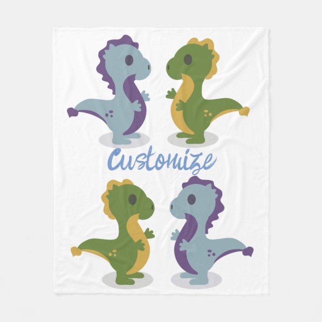 Cute Dinosaur Pair Thunder_Cove  Fleece Blanket (Front)