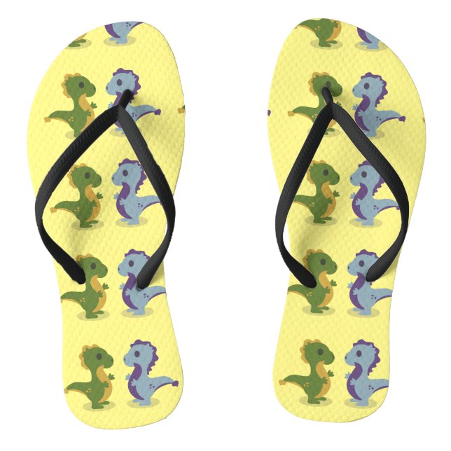 Cute Dinosaur Pair Thunder_Cove Flip Flops (Footbed)