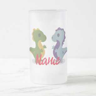 Cute Dinosaur Pair Thunder_Cove  Frosted Glass Beer Mug