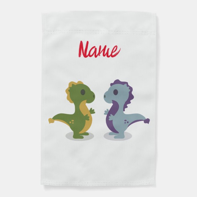 Cute Dinosaur Pair Thunder_Cove Garden Flag (Front)