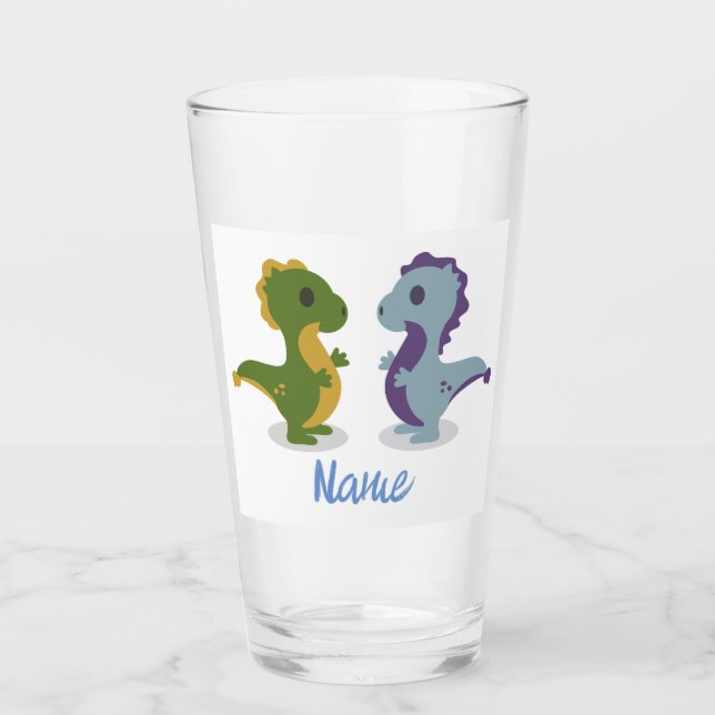Cute Dinosaur Pair Thunder_Cove Glass (Front)